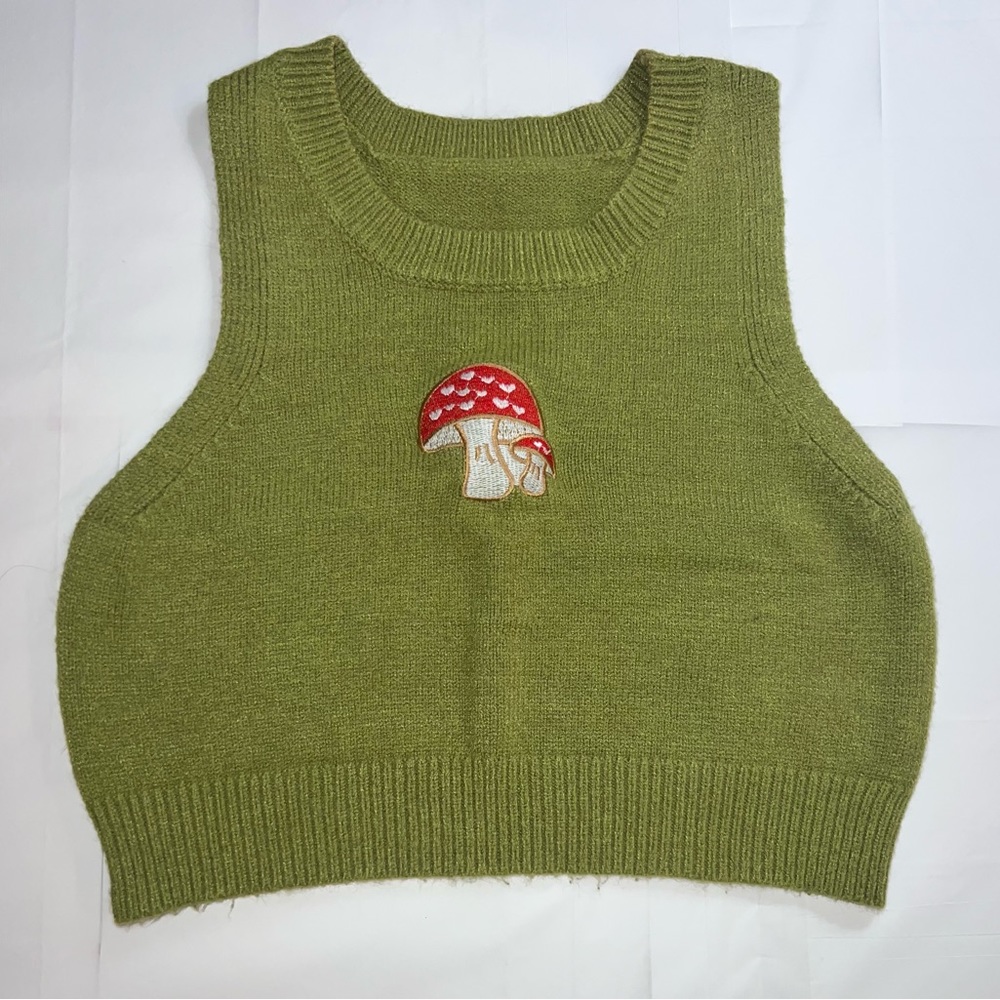 Mushroom Green Knit Top